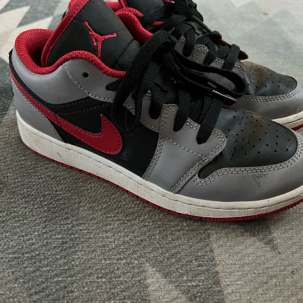 Nike Air Jordan Low - Black, Gray, and Red size 3.5